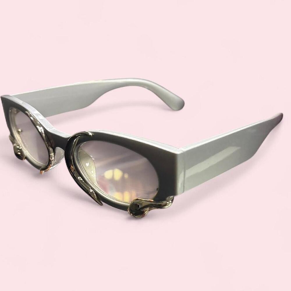 Sunglasses Unisex Grey with Silver Snake Detail Y2k futuristic cybergoth